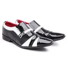 Sapato social masculino preto e branco verniz