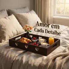 Bandeja de Madeira Bandeija Decoração Mdf Grande Retangular Marrom Imbuia