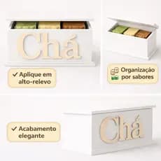 Porta Sachê De Chá Em MDF Branco Cantinho Do Café
