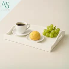 Conjunto 2 Bandejas Decoração Bandeja Grande Branca com Alça