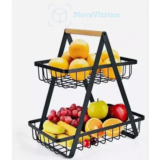 Fruteira Dupla de Metal – Design Sofisticado e Funcional
