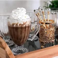 Xícara Para Cappuccino Com Alca E Pé De Cristal Diamante 100 ml ou 200 ml