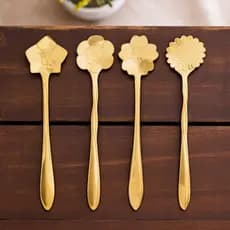 Colher de Chá Café Sobremesa Decoradas em Flores Inox 4 peças