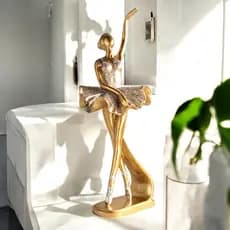 Bailarina dourada com glitter estatueta decorativa enfeite balé