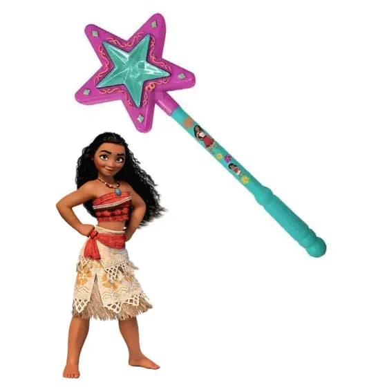 Brinquedo Infantil Vara Varinha Mágica Rosa e Verde Frozen Moana 2 Com Luz E Som