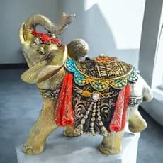 Enfeite Elefante Decorativo Elegante Em Resina Indiano Sabedoria Sorte Grande Decoração Para Sala Escritorio Hindu