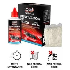 Renovador de Farol Tira Amarelado Aspecto Fosco e Riscos orbi Revitalizador de farol 50ml + Estopa