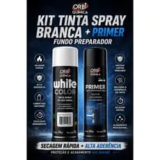 Kit Primer Fundo Preparador + Tinta branco 340ml – Secagem Rápida e Alta Aderência