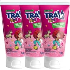Kit 3 Gel Condicionante Infantil Trá Lá Lá Kids Rosa com Glitter Brilho e Diversão 150g
