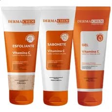 Kit Vitamina C Dermachem 3 em 1 Sabonete Facial, Gel e Esfoliante