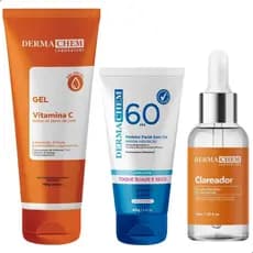 Kit Clareador e Anti-Idade Vitamina C Dermachem – Serum, Gel e Protetor Facial