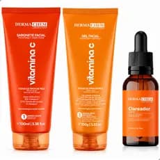 Kit Clareador Facial Vitamina C Anti-Idade Completo Sérum + Gel Facial + Sabonete