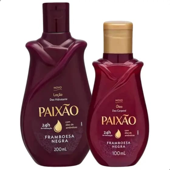 Kit Paixao Framboesa Negra Hidratacao 200ml Oleo Corporal 100ml