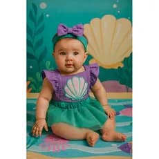 FANTASIA SEREIA ARIEL ROMPER MESVERSÁRIO PEQUENA SEREIA FESTA DE MÊS INFANTIL, ROUPA DE BEBÊ FANTASIA BODY TEMÁTICO