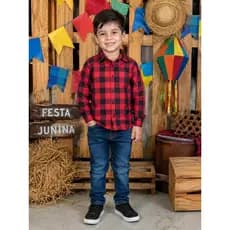 Camisa Xadrez Quadriculada Junina Flanelada Caipira Unissex Meia Manga ou Manga Longa Festa São João