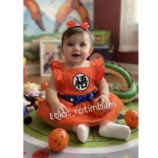 FANTASIA DRAGON BALL GOKU MENINA ROMPER DE BEBÊ FANTASIA MESVERSÁRIO GOKU, FESTA, BODY TEMÁTICO
