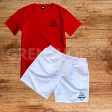 Conjunto Kit Camiseta E Bermuda Tectel Estampa coração Camisa Masculina