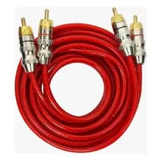 Cabo 2 rca Para 2 rca Coaxial 3m Vermelho Conector Ouro aco revestido de cobre fio trancado fosco