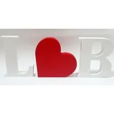 Kit 2 Letras + Coração em MDF Decorativas Casamento Presente Festa Noivos 12 cm Casal