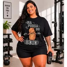 Camiseta Academia Plus Size Feminina Na Força do Ódio – Capivara Fitness | G1 ao G3