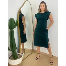 Vestido Midi Muscle tee Vestido Casual com bolso malha de algodão manga Muscle