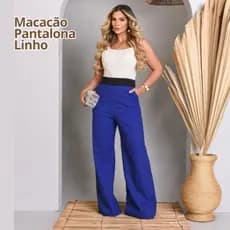 Macacão elegante no Linho Tricolor Moda atemporal e elegante