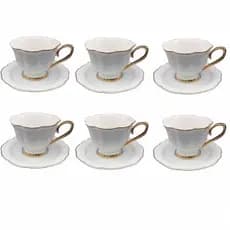 Jogo de Xícaras para Chá Mon Charmant com Pires em Porcelana 240ml 6 Peças - L'Hermitage