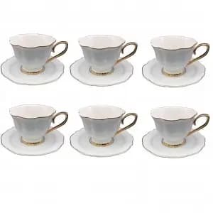 Jogo de Xícaras para Café Mon Charmant com Pires em Porcelana 90ml 6 Peças - L'Hermitage