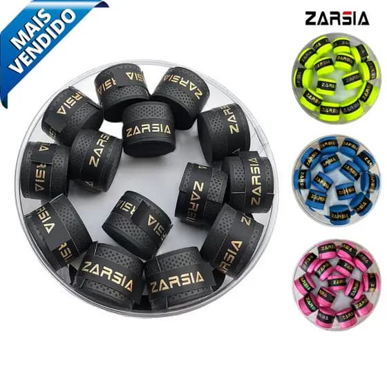 5 Overgrip Zarsia Pro Super Grap Seca Perfurado Fita Preta para Raquete Tênis
