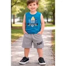 Conjunto Infantil menino Camisa e bermuda Verão 100% Algodão Temático Pronta Entrega