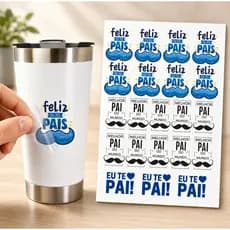 Cartela Adesivo DTF UV A4 - DIA DOS PAIS 2 - Para Personalizados, Lembrancinhas, Canecas, Copos, Garrafas e Presentes