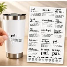 Cartela Adesivo DTF UV A4 - DIA DOS PAIS 5 - Para Personalizados, Lembrancinhas, Canecas, Copos, Garrafas e Presentes