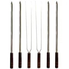 Kit 6 Espetos Artesanais Inox P/ Churrasco Sem Capa
