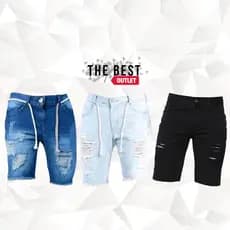 Bermuda Jeans Masculina Kit com 3 Para Presente Shorts Rasgado Short Jeans Desfiado