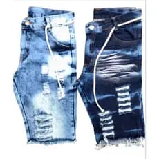 Kit com 2 Bermudas Masculina Jeans Rasgada Clara e Escura Desfiada Para Presente Envio Imediato
