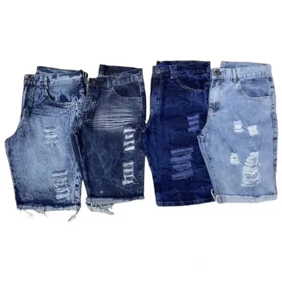Kit com 2 Bermuda jeans Rasgada masculina