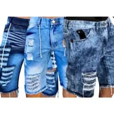 Kit Masculino com 3 Bermudas Jeans Rasgada Lançamento Moda Verão Envio Imediato