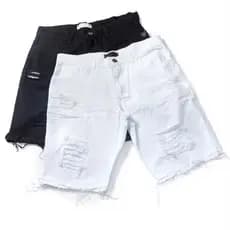 kit com 2 bermudas jeans masculinas preta e branca moda masculina Premium