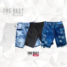 Kit com 4 Bermuda Jeans Masculina Short Rasgado Desfiado Destroyd Shorts Jeans Reforçado Envio Hoje