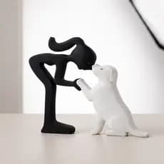 Peça Decorativa Menina Com Cachorro Presente Pet Decoração Quarto Sala Amantes De Pets