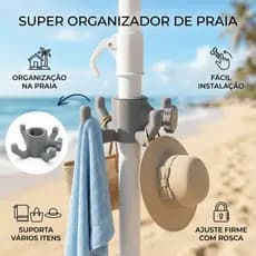 Gancho Guarda Sol Praia Organizador Cabide Bolsa Toalha Suporte Ajuste Rosca Universal