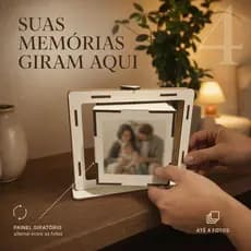 Porta Retrato Cubo Giratório Personalizado 4 Fotos em MDF | Presente Criativo e Decoração Exclusiva