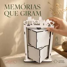 Porta Retrato Cubo Giratório Personalizado 8 Fotos em MDF | Presente Criativo e Decoração Exclusiva