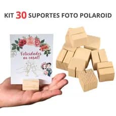 Kit 10 / 20 / 30 / 50 Mini Suporte Porta Retrato Madeira Pinus Foto Polaroid Decoração Lembrancinha