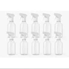 Kit 10 Frascos PET 500ml com Válvula Gatilho Spray BRANCO R28 – Borrifador. Jato ajustável.