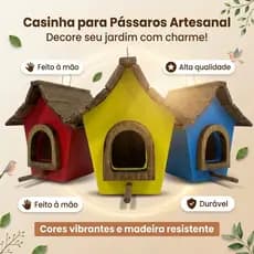 Casa de Passarinho Madeira Rústica Decorativa Jardim Pintada à Mão