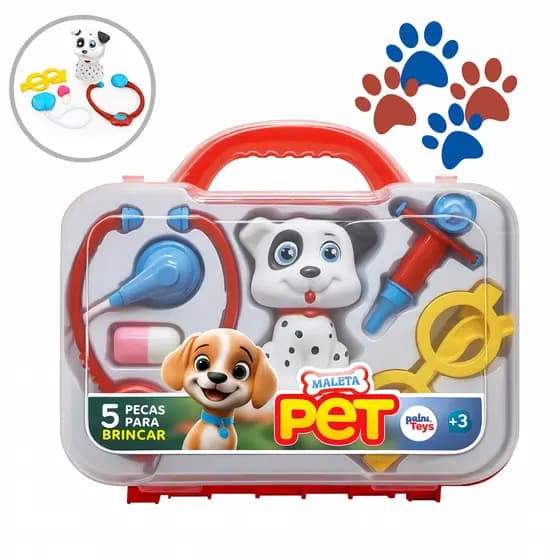Maleta Kit Doutor Pet Acessórios Infantil Didático