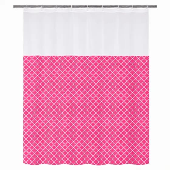 Cortina Box Estampada PEVA Extra - 1,35m x 1,78m - Com 8 Ganchos - ROSA