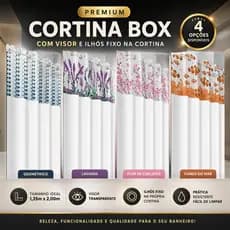 Cortina Box Com Visor Transparente Em PVC Para Banheiro Anti Mofo Gramatura Grossa Coral