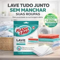 Lave Sem Manchar Roupas Brancas e Coloridas - 20 Lenços - Flash Limp